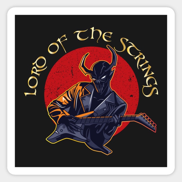 Lord Of The Strings - Demon Guitar Player - Heavy Metal Rock Guitarist Sticker by WIZECROW